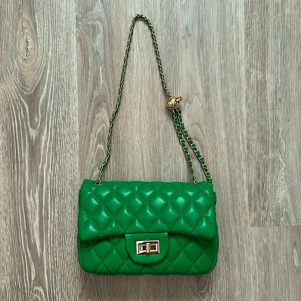 Green Quilted Leather Bag